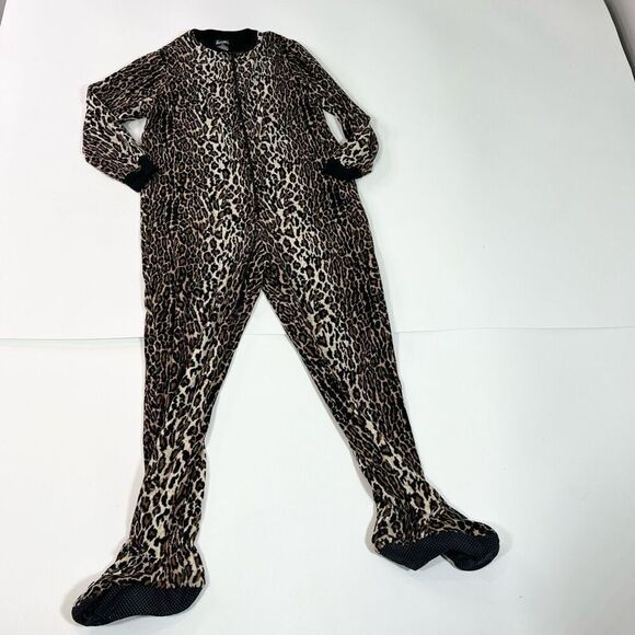 Nick & Nora One Piece Footie Pajamas Womens XL Multicolor Leopard Print Zipper - Picture 1 of 7